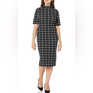 Bodycon pencil dress NWT, windowpane black and white print with stretch